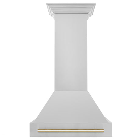 ZLINE 30" Autograph Edition Stainless Steel Range Hood with Stainless Steel Shell and Gold Handle (8654STZ-30-G)