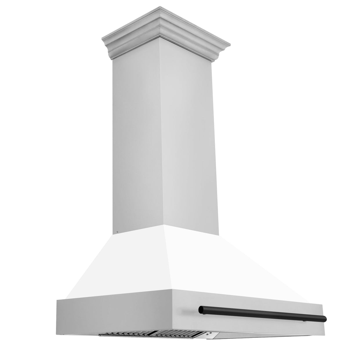 ZLINE 36" Autograph Edition Stainless Steel Range Hood with White Matte Shell and Matte Black Handle (8654STZ-WM36-MB)