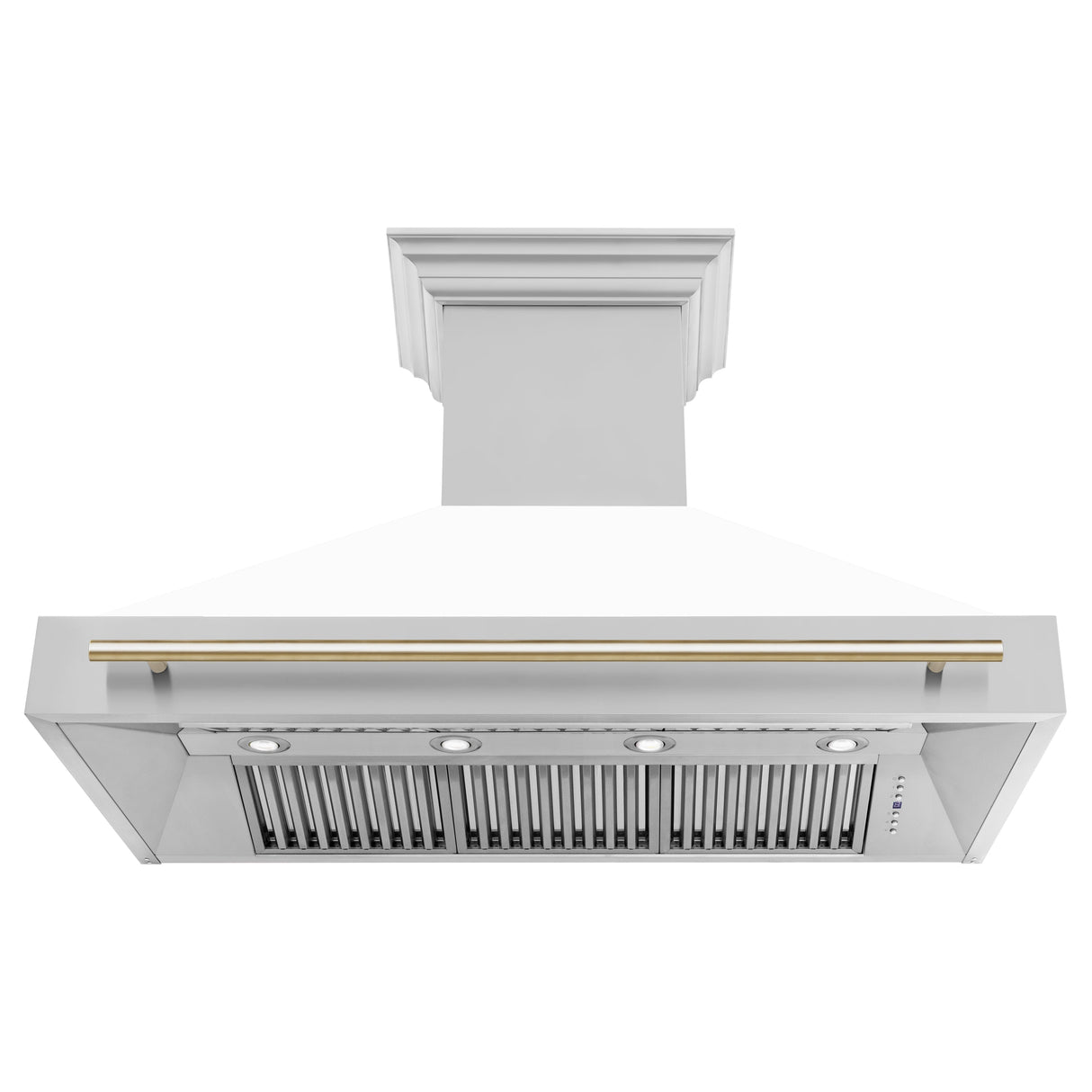 ZLINE 48" Autograph Edition Stainless Steel Range Hood with White Matte Shell and Matte Black Handle (8654STZ-WM48-MB)