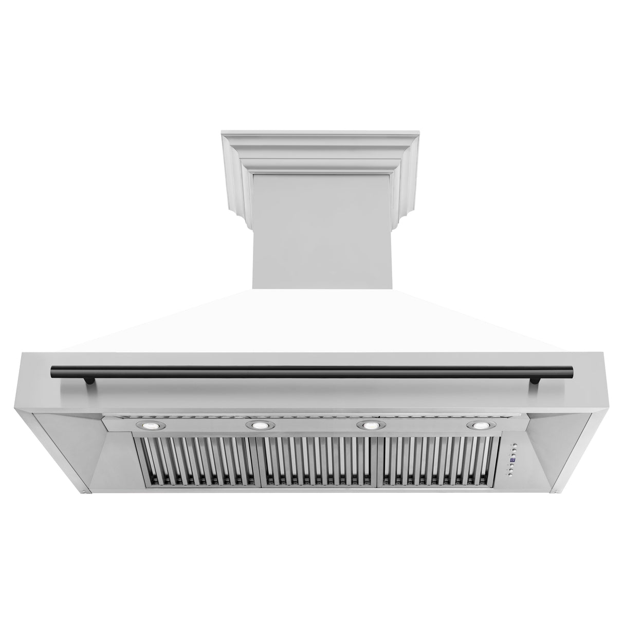 ZLINE 48" Autograph Edition Stainless Steel Range Hood with White Matte Shell and Gold Handle (8654STZ-WM48-G)