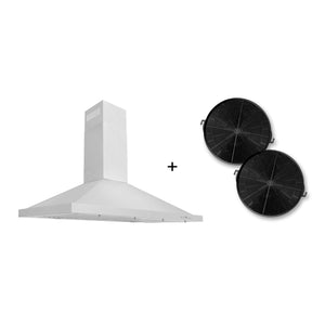 ZLINE 42" Convertible Wall Mount Range Hood in Stainless Steel with Set of 2 Charcoal Filters, LED lighting and Dishwasher-Safe Baffle Filters (KB-CF-42)