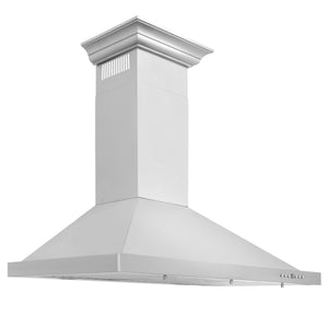 ZLINE 42" Convertible Vent Wall Mount Range Hood in Stainless Steel with Crown Molding (KBCRN-42)