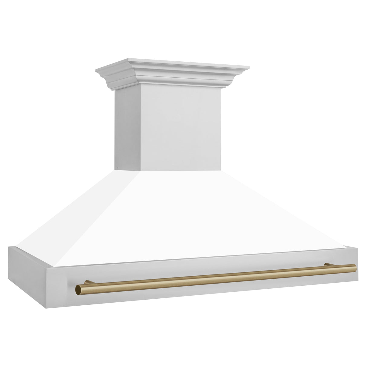 ZLINE 48" Autograph Edition Stainless Steel Range Hood with White Matte Shell and Gold Handle (8654STZ-WM48-G)