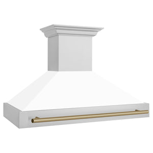 ZLINE 48" Autograph Edition Stainless Steel Range Hood with White Matte Shell and Matte Black Handle (8654STZ-WM48-MB)