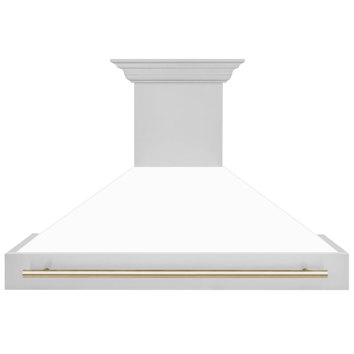 ZLINE 48" Autograph Edition Stainless Steel Range Hood with White Matte Shell and Champagne Bronze Handle (8654STZ-WM48-CB)