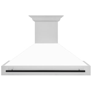 ZLINE 48" Autograph Edition Stainless Steel Range Hood with White Matte Shell and Champagne Bronze Handle (8654STZ-WM48-CB)