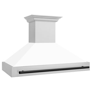 ZLINE 48" Autograph Edition Stainless Steel Range Hood with White Matte Shell and Matte Black Handle (8654STZ-WM48-MB)