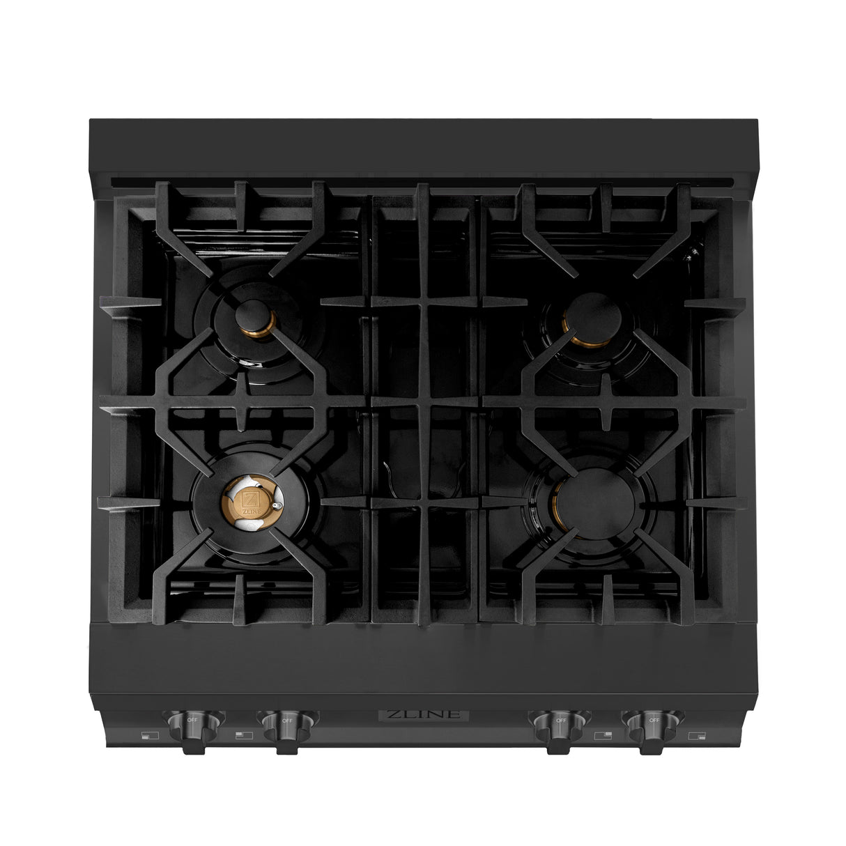 ZLINE 30" Porcelain Gas Stovetop in Black Stainless Steel with 4 Gas Brass Burners (RTB-BR-30)