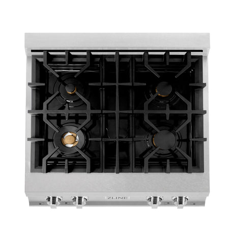 ZLINE 30" Porcelain Gas Stovetop in Fingerprint Resistant Stainless Steel with 4 Gas Brass Burners (RTS-BR-30)