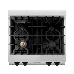 ZLINE Autograph Edition 30" Porcelain Rangetop with 4 Gas Burners in Stainless Steel and Matte Black Accents (RTZ-30-MB)