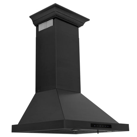 ZLINE 48" Convertible Vent Wall Mount Range Hood in Black Stainless Steel with Crown Molding (BSKBNCRN-48)