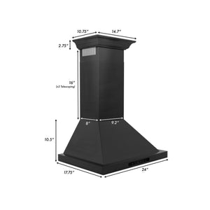 ZLINE 42" Convertible Vent Wall Mount Range Hood in Black Stainless Steel with Crown Molding (BSKBNCRN-42)