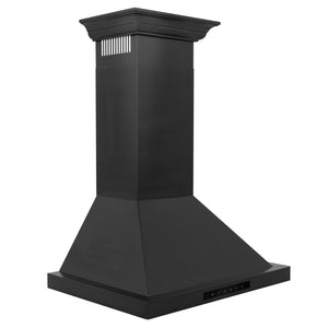 ZLINE 42" Convertible Vent Wall Mount Range Hood in Black Stainless Steel with Crown Molding (BSKBNCRN-42)