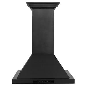 ZLINE 42" Convertible Vent Wall Mount Range Hood in Black Stainless Steel with Crown Molding (BSKBNCRN-42)