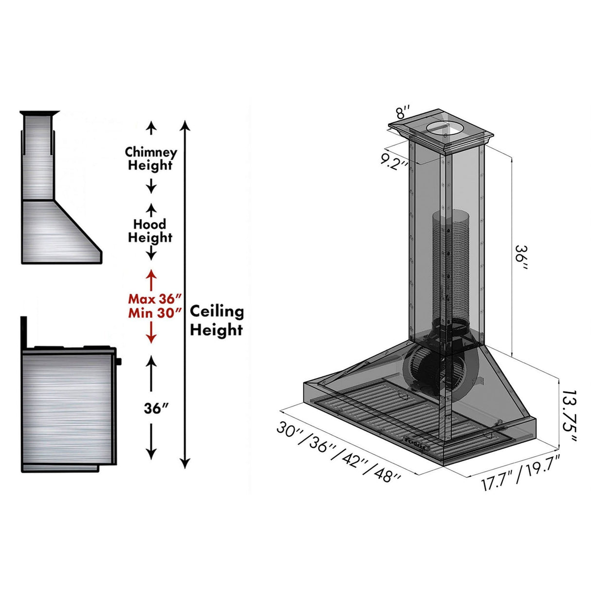 ZLINE 30" Convertible Vent Designer Series Wall Mount Range Hood (KB2-BCXXX-30)