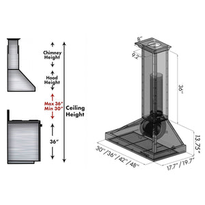 ZLINE 36" Convertible Vent Designer Series Wall Mount Range Hood (KB2-BCXXX-36)