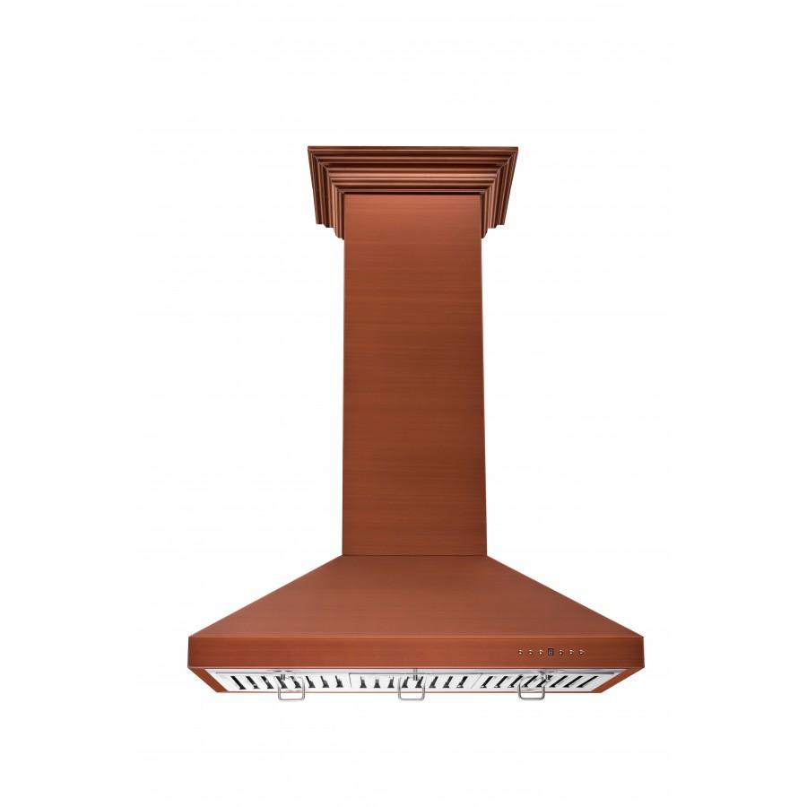 ZLINE 36" Designer Series Copper Convertible Vent Island Mount Range Hood (8KL3iC-36)