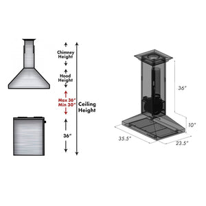 ZLINE 36" Designer Series Copper Convertible Vent Island Mount Range Hood (8KL3iC-36)