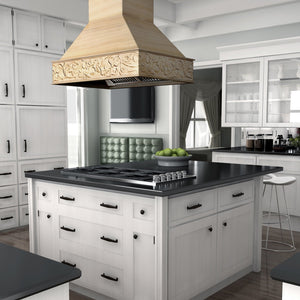 ZLINE 36" Ducted Wooden Island Mount Range Hood in Unfinished Wooden (9373UF-36)