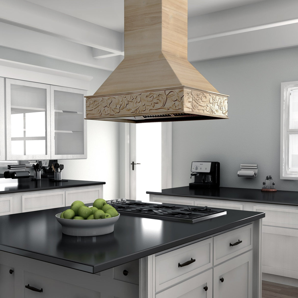 ZLINE 36" Ducted Wooden Island Mount Range Hood in Unfinished Wooden (9373UF-36)