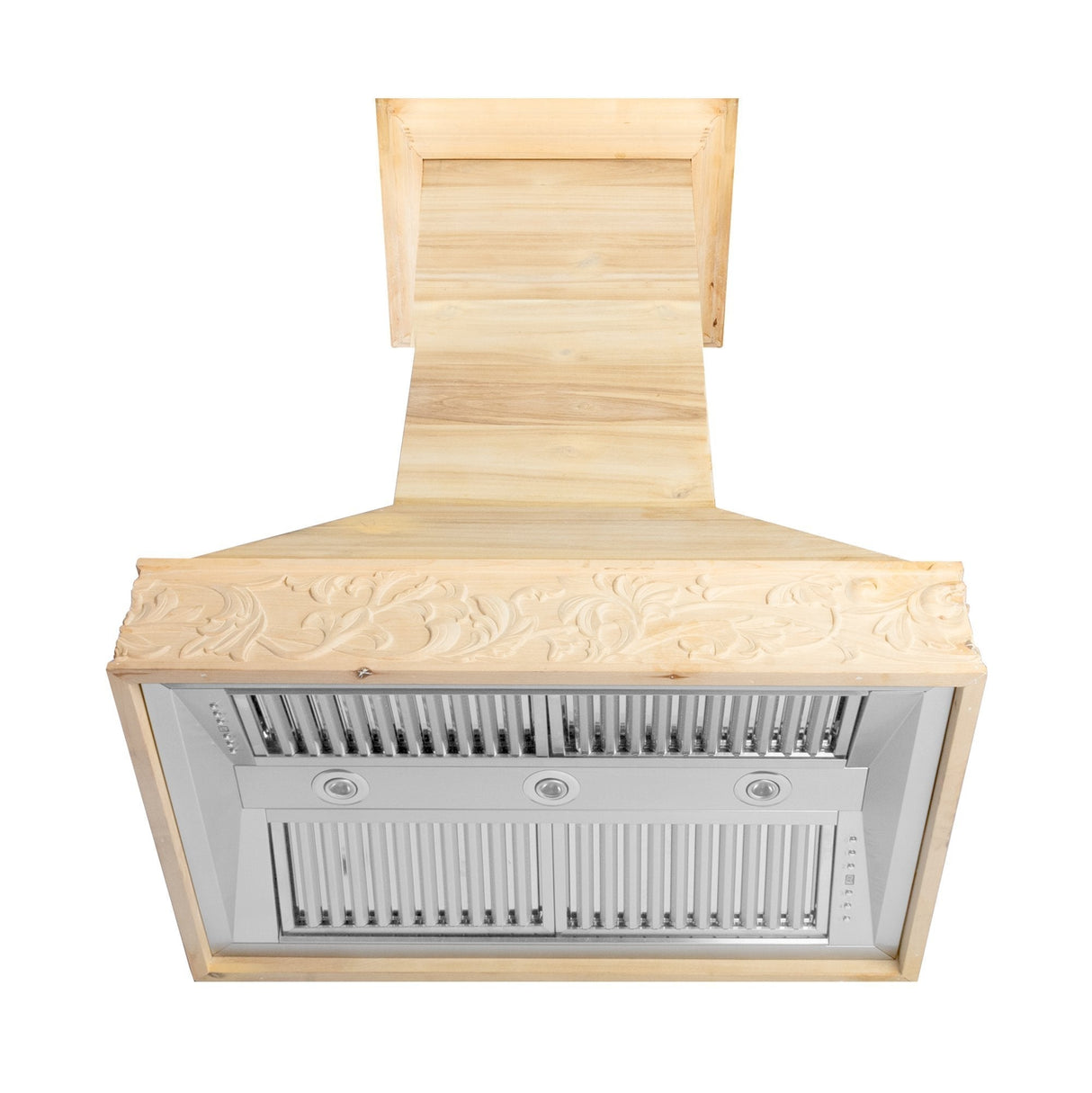 ZLINE 36" Ducted Wooden Island Mount Range Hood in Unfinished Wooden (9373UF-36)