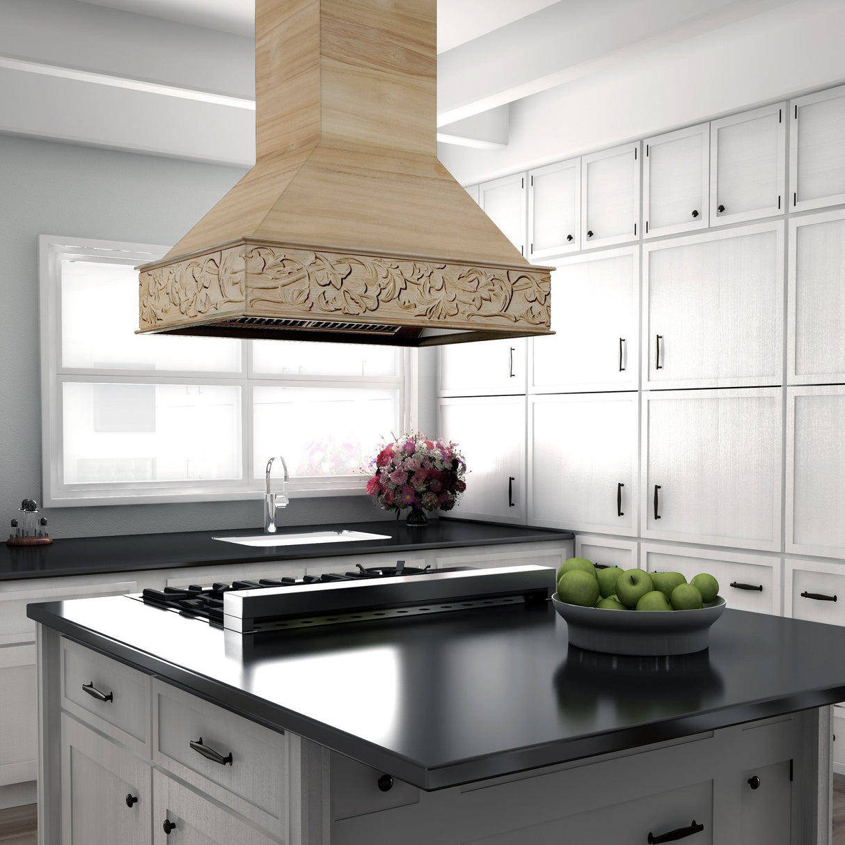 ZLINE 36" Ducted Wooden Island Mount Range Hood in Unfinished Wooden (9373UF-36)