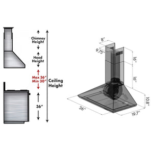 ZLINE 36" Convertible Vent Wall Mount Range Hood in Stainless Steel (KF-36)