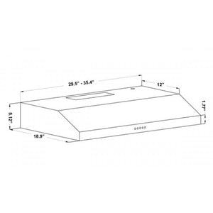 ZLINE 30" 280 CFM Ducted Under Cabinet Range Hood in Stainless Steel - Hardwired Power (615-30)