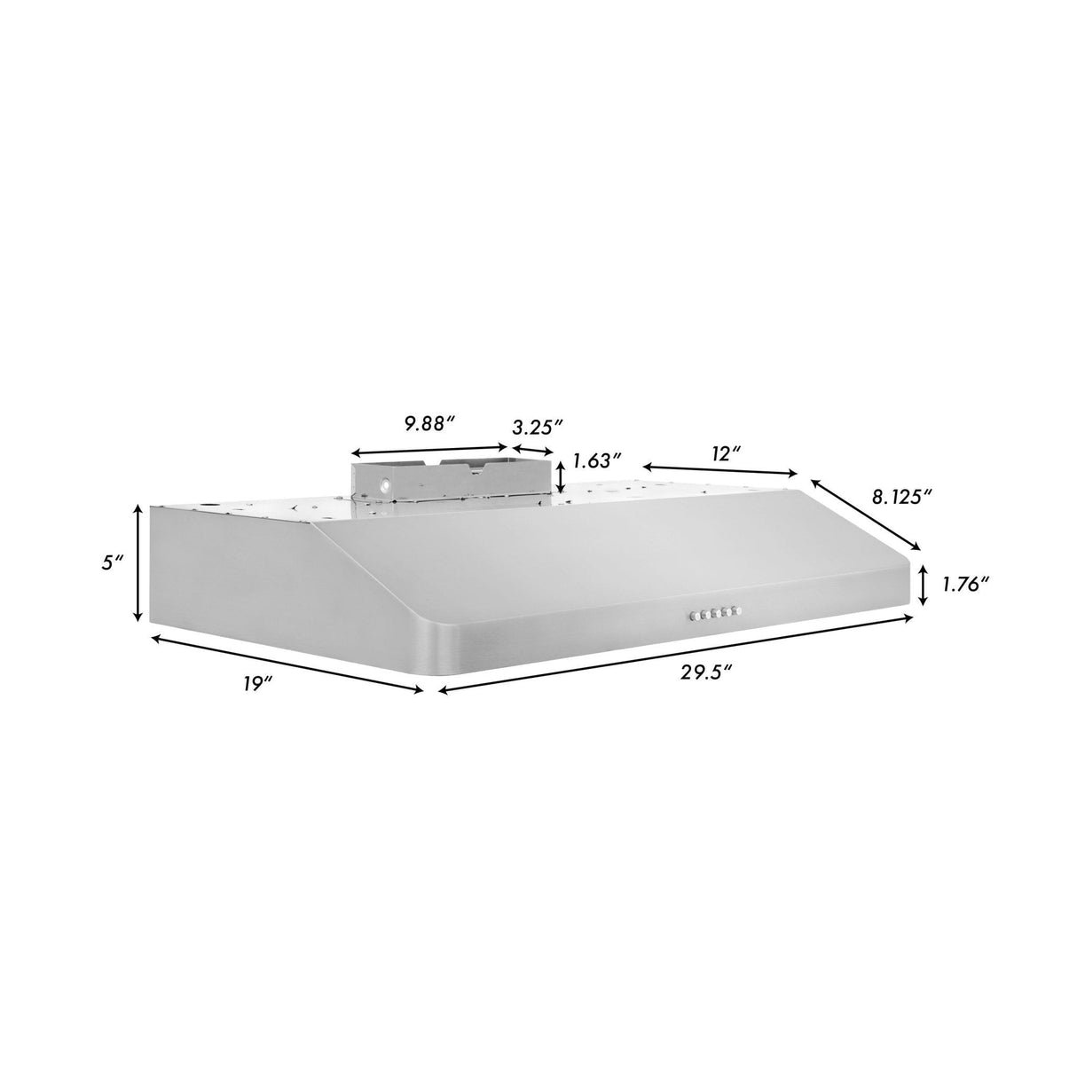 ZLINE 30" 400 CFM Ducted Under Cabinet Range Hood in Stainless Steel - Hardwired Power (617-30)