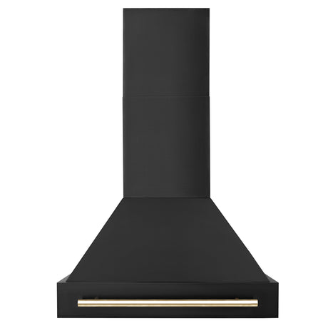 ZLINE 30" Black Stainless Steel Range Hood with Gold Handle (BS655Z-30-G)