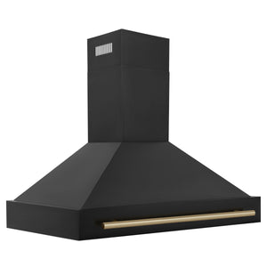 ZLINE 48" Black Stainless Steel Range Hood with Gold Handle (BS655Z-48-G)