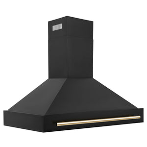 ZLINE 48" Black Stainless Steel Range Hood with Gold Handle (BS655Z-48-G)