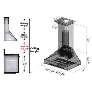 ZLINE 30" Designer Series Convertible Vent Wall Mount Range Hood (8667B-30)