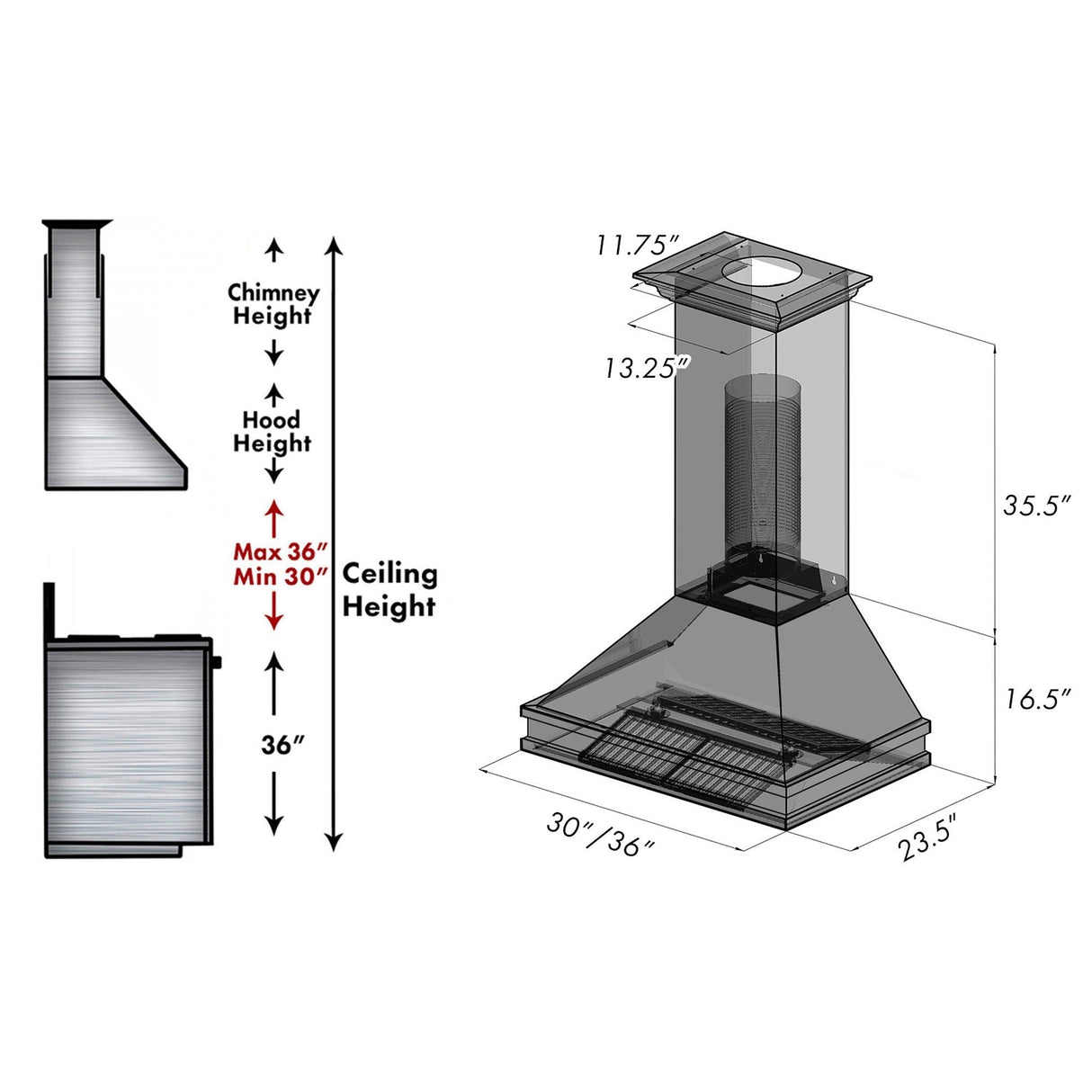 ZLINE 30" Designer Series Ducted Wall Mount Range Hood in Fingerprint Resistant Stainless Steel (8656S-30)