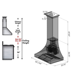 ZLINE 30" Designer Series Hand-Hammered Copper Finish Ducted Wall Range Hood (8632H-30)