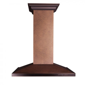 ZLINE 36" Designer Series Hand Hammered Copper Convertible Vent Island Mount Range Hood (8GL2Hi-36)