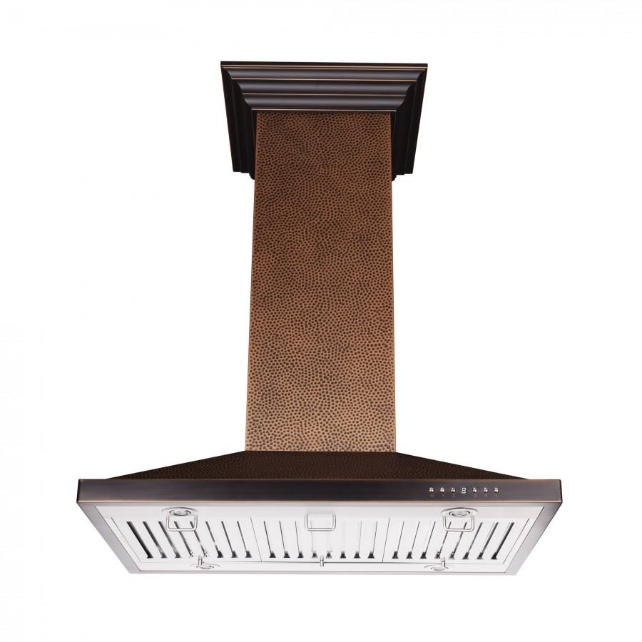 ZLINE 30" Designer Series Hand Hammered Copper Convertible Vent Island Mount Range Hood (8GL2Hi-30)