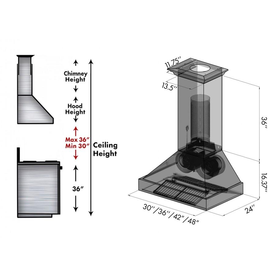 ZLINE 36" Ducted Vent Designer Series Wall Mount Range Hood (655-HBXXX-36)