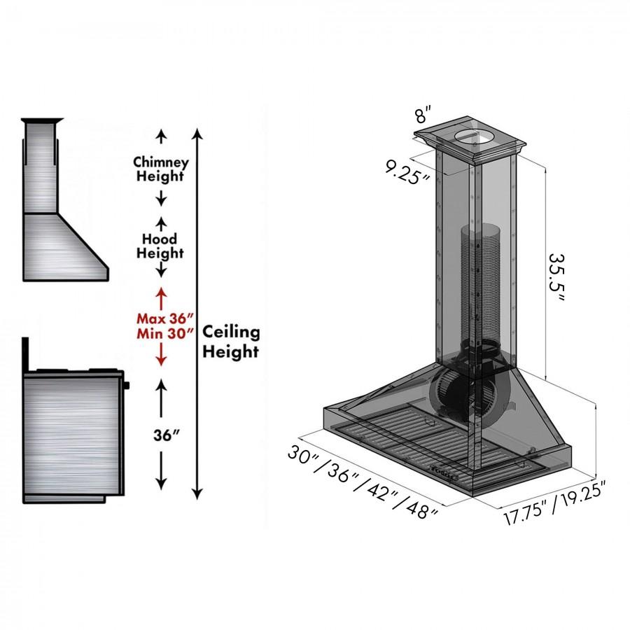 ZLINE 30" Convertible Vent Designer Series Wall Mount Range Hood (KB2-HBXXX-30)