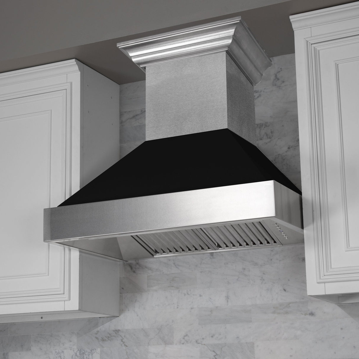 ZLINE 48" Ducted Fingerprint Resistant Stainless Steel Range Hood with Black Matte Shell (8654BLM-48)