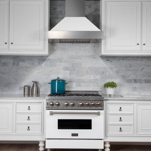 ZLINE 36" Ducted Fingerprint Resistant Stainless Steel Range Hood with White Matte Shell (8654WM-36)