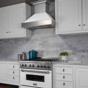 ZLINE 30" Ducted Fingerprint Resistant Stainless Steel Range Hood with White Matte Shell (8654WM-30)