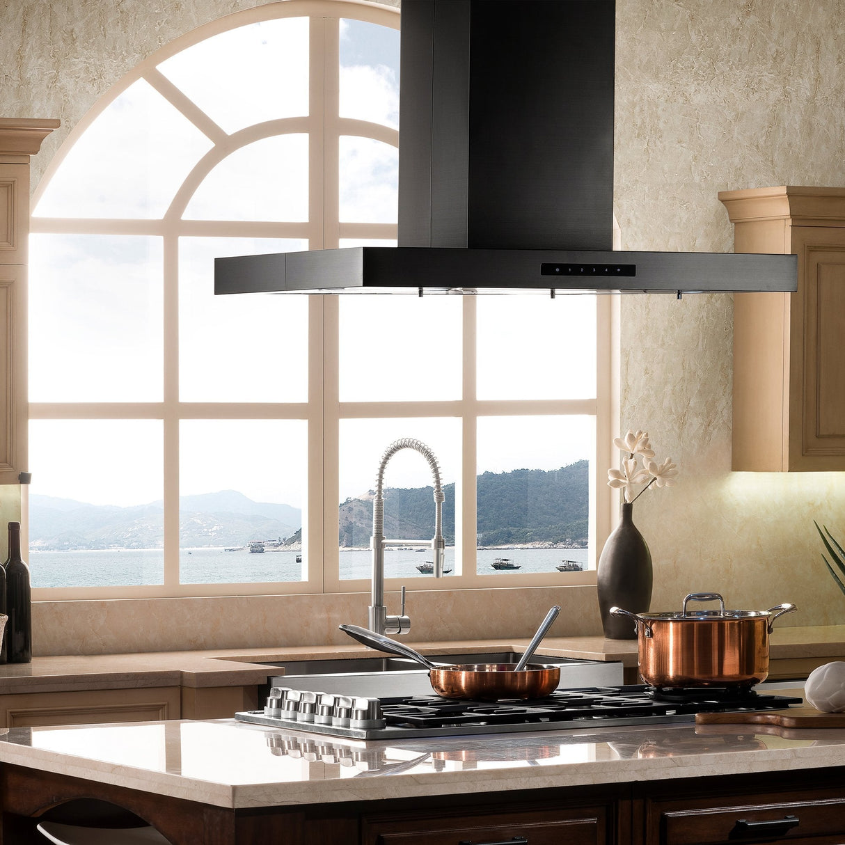 ZLINE 30" Convertible Island Mount Range Hood in Black Stainless Steel (BSKE2iN-30)