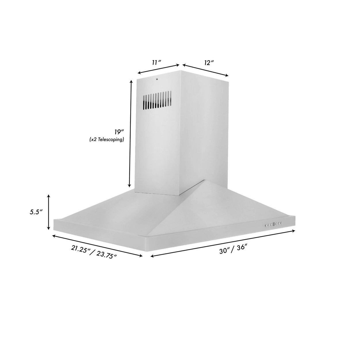 ZLINE 36" Convertible Vent Island Mount Range Hood in Stainless Steel (GL1i-36)