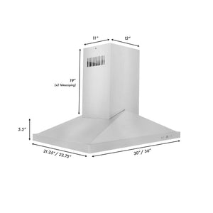 ZLINE 36" Convertible Vent Island Mount Range Hood in Stainless Steel (GL1i-36)