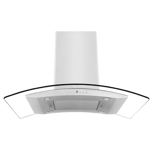 ZLINE 36" Convertible Vent Island Mount Range Hood in Stainless Steel & Glass (GL14i-36)