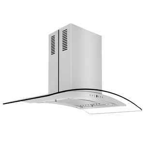 ZLINE 30" Convertible Vent Island Mount Range Hood in Stainless Steel & Glass (GL14i-30)