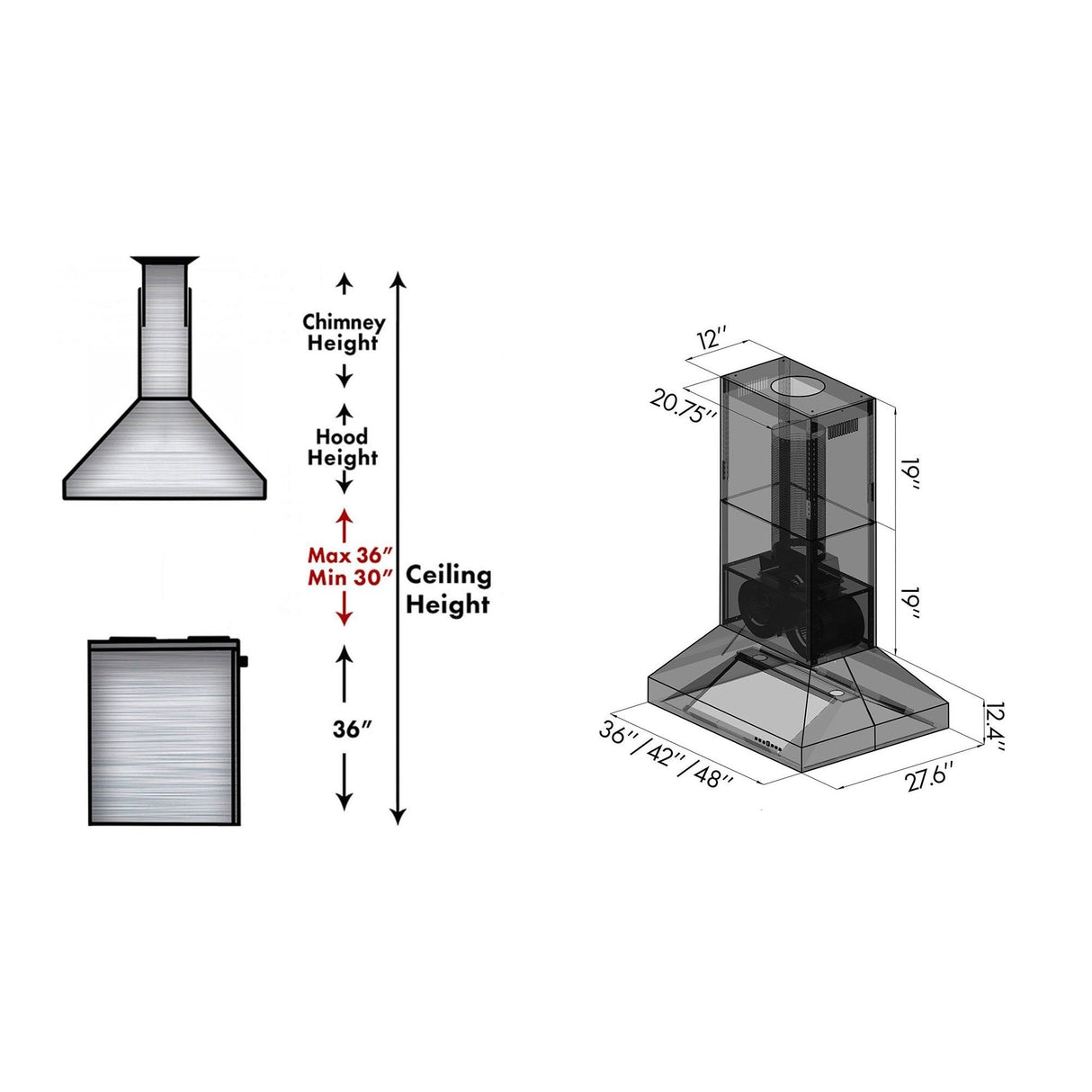 ZLINE 36" Ducted Island Mount Range Hood in Outdoor Approved Stainless Steel (697i-304-36)