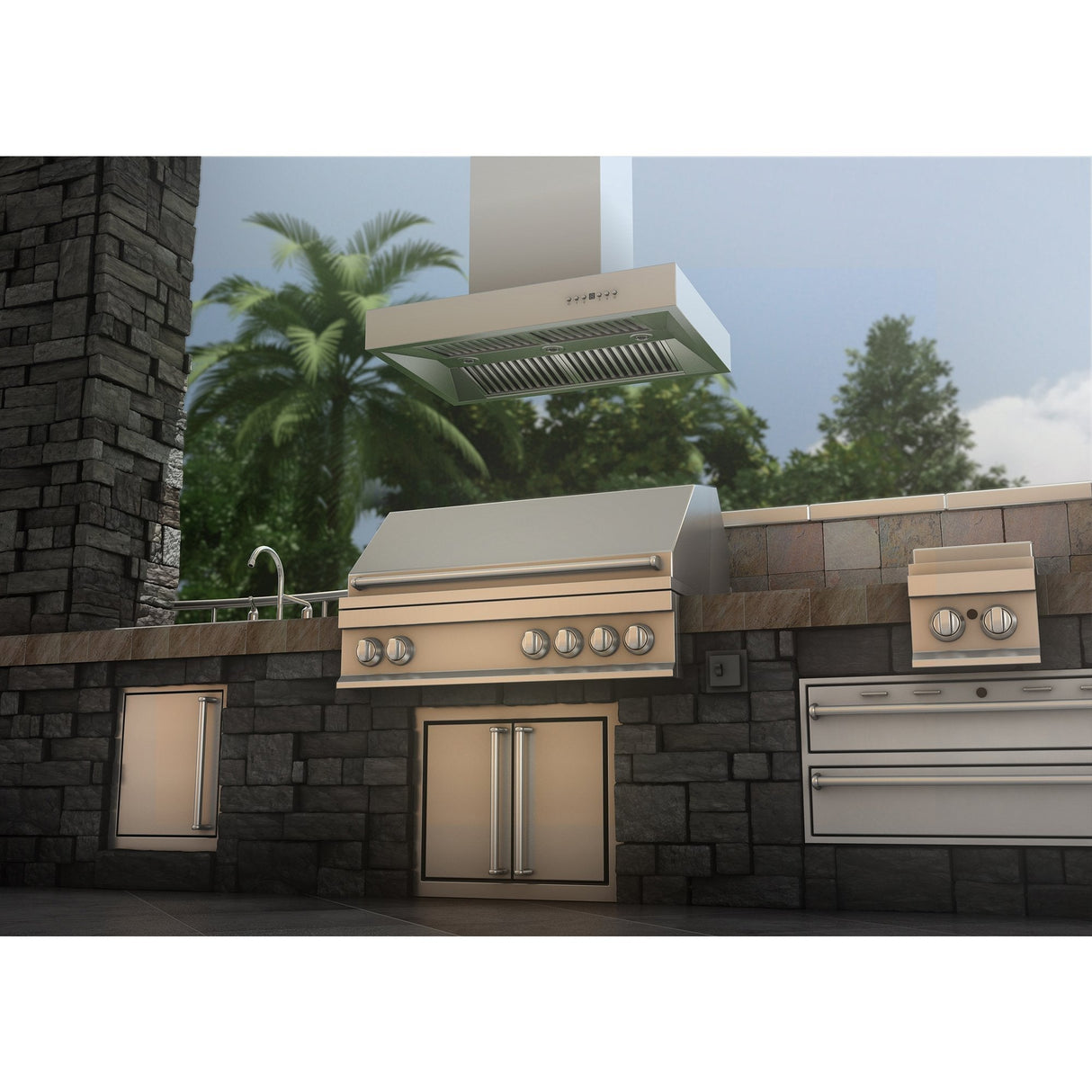 ZLINE 42" Ducted Outdoor Island Mount Range Hood in Stainless Steel (KECOMi-304-42)