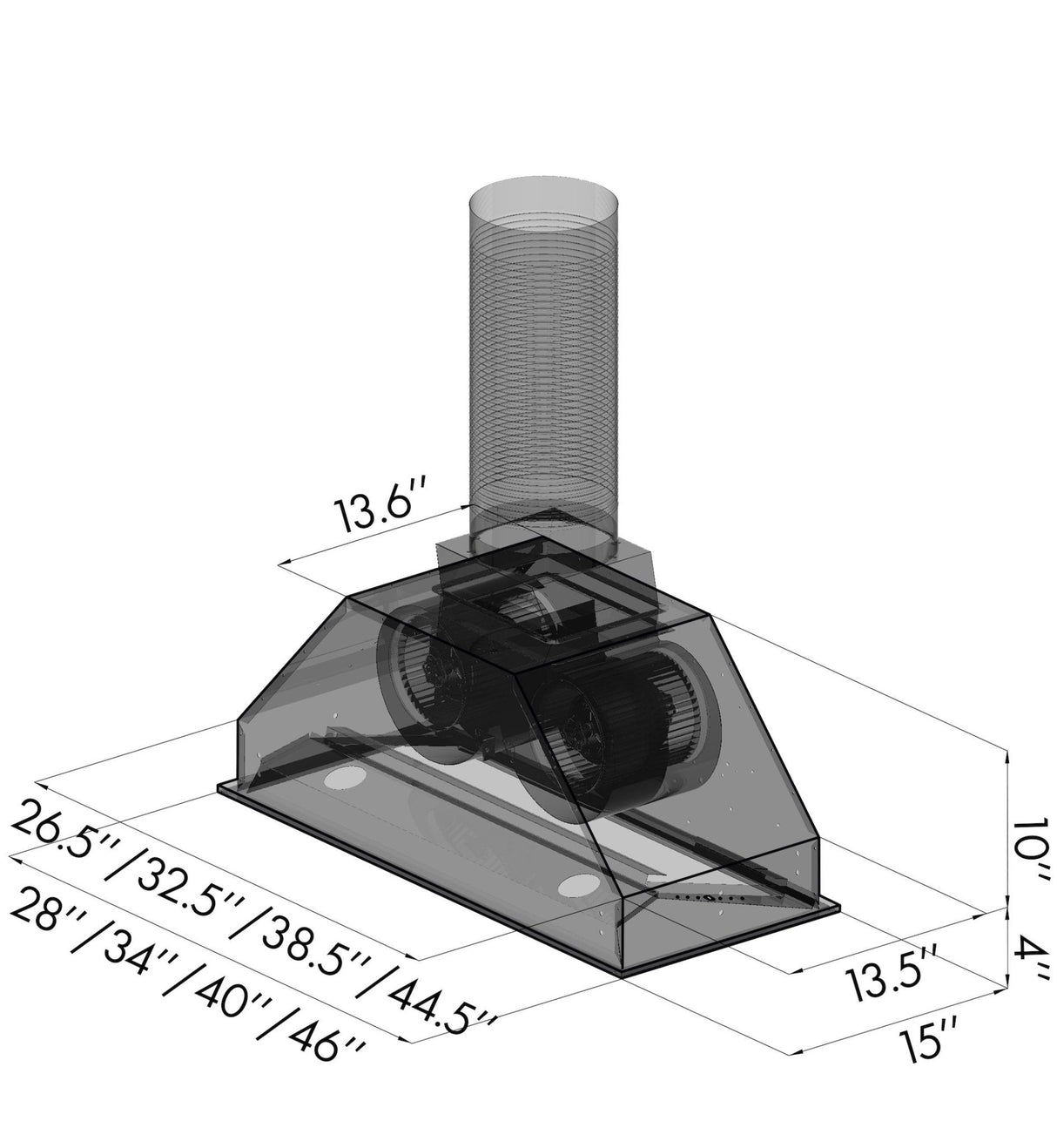 ZLINE 34" Ducted Wall Mount Range Hood Insert in Outdoor Approved Stainless Steel (695-304-34)